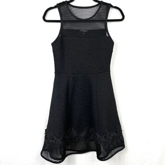 Express Sleeveless Mesh Floral Swing Dress Womens 0 Goth Punk Emo Lace Black - Picture 1 of 14